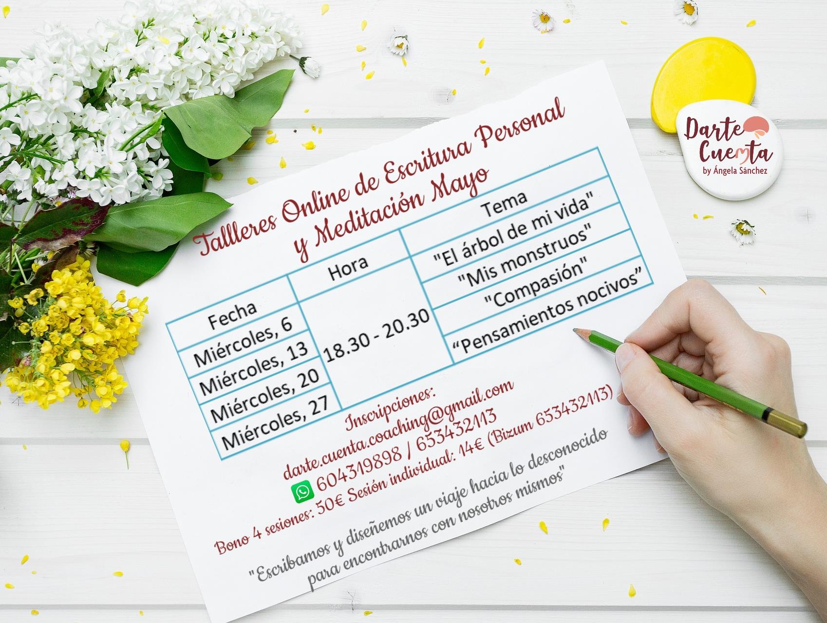 Programación Talleres Online de Escritura Personal y Meditación - Mayo