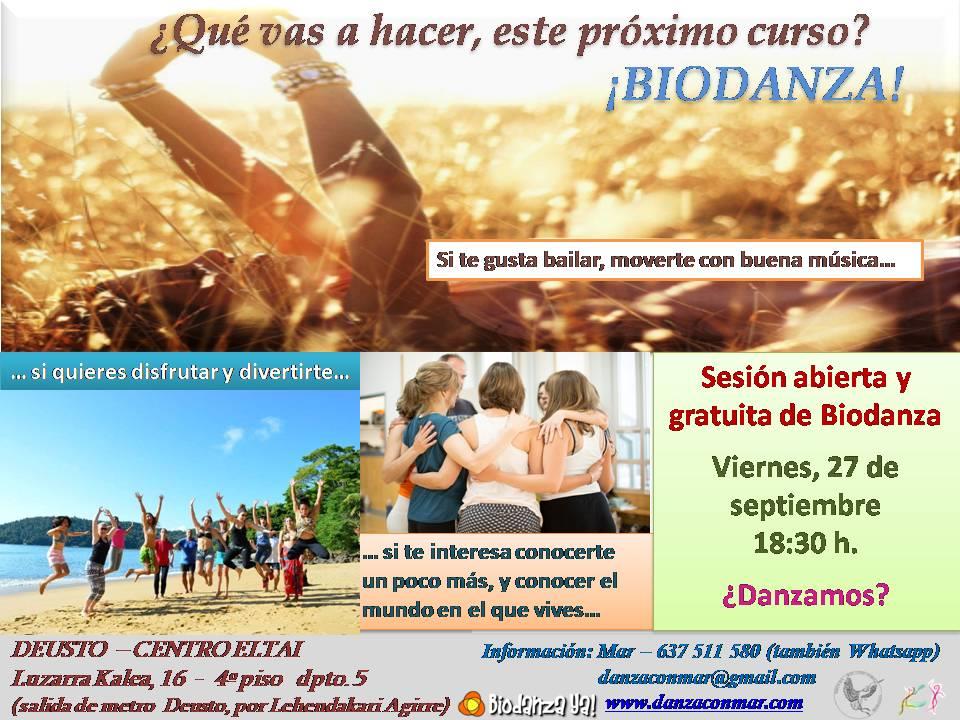 Sesión abierta y gratuita de Biodanza