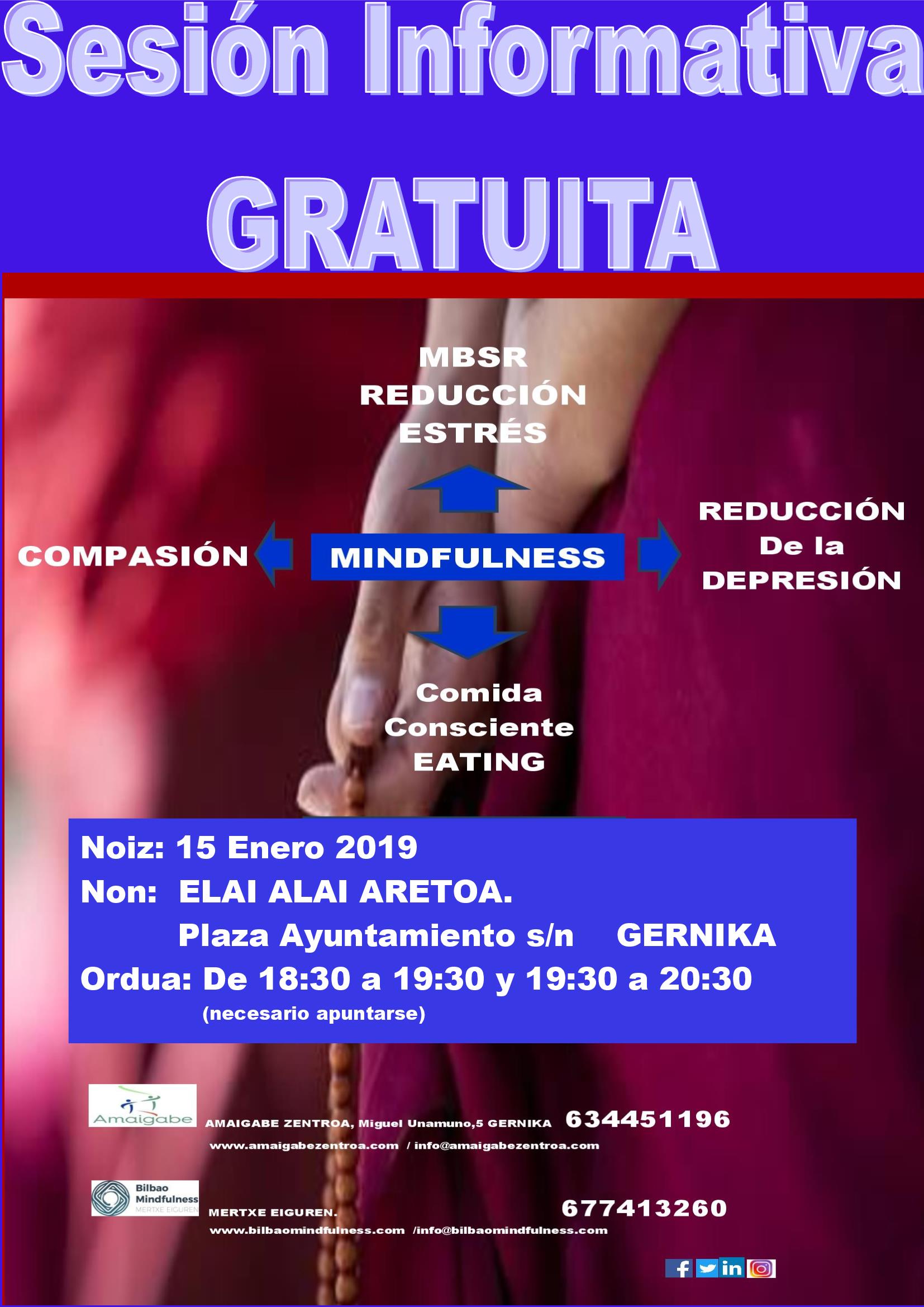 SESIONES INFORMATIVAS DE MINDFULNESS/MBSR Y MINDFUL EATING