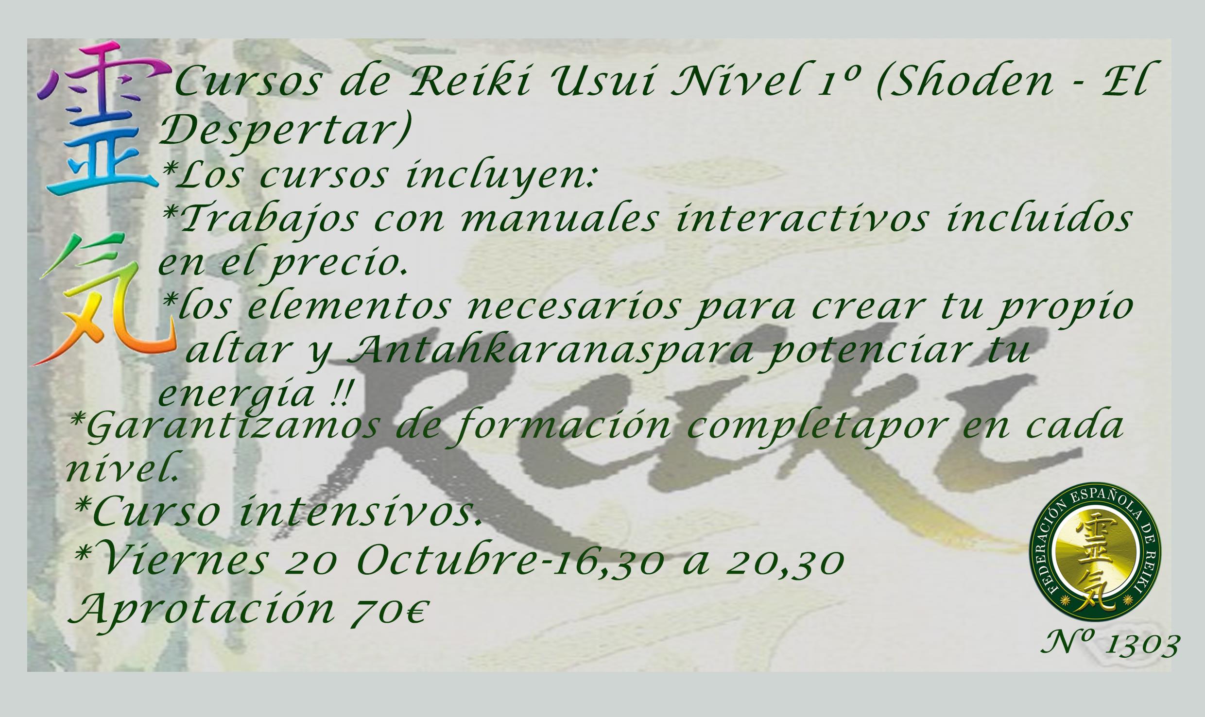 Cursos de Reiki Usui Nivel 1º (Shoden - El Despertar):