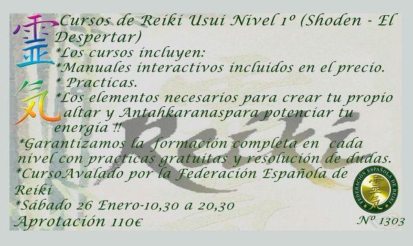 Curso de Reiki Usui, nivel I (Shoden - El despertar)