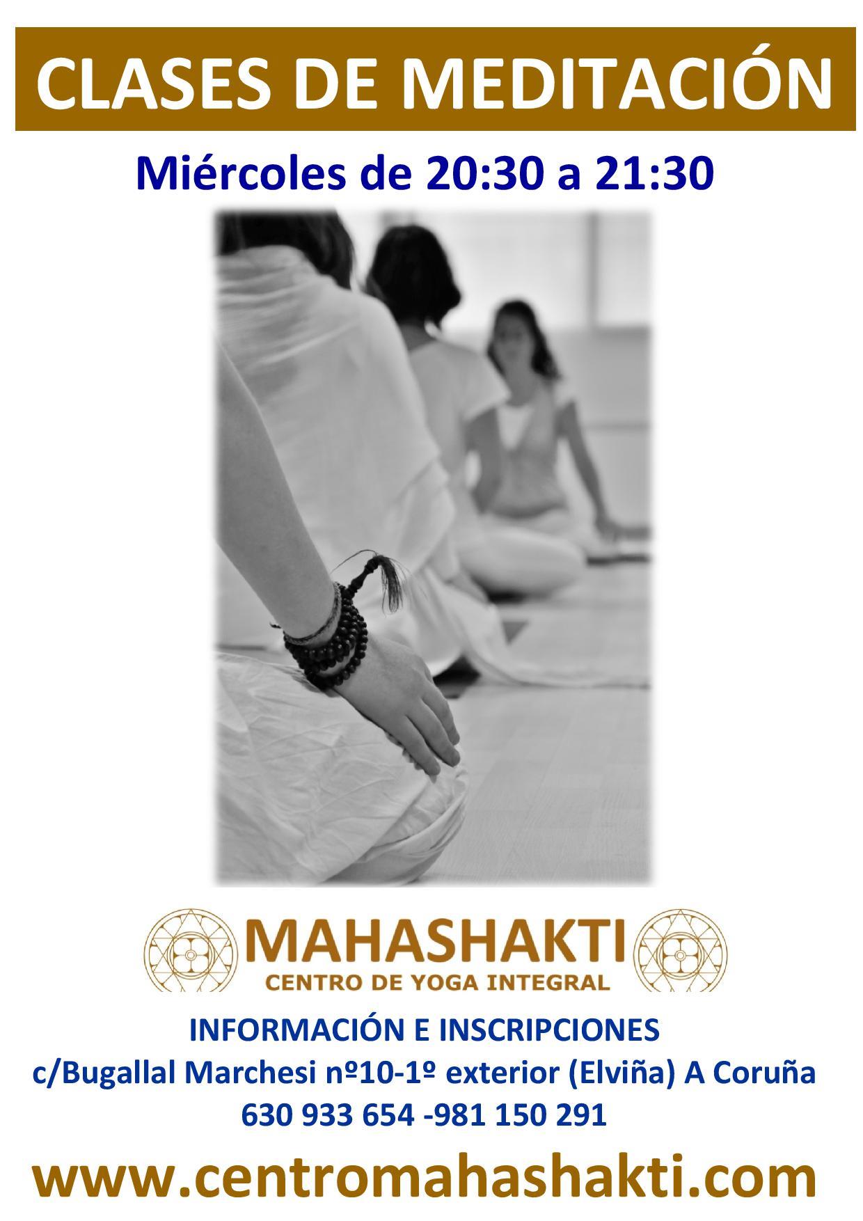 Clases de meditación en el Centro de Yoga Integral Mahashakti